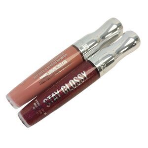 NWT Rimmel Stay Glossy Lipgloss Grind Time & Bare Minimum Bundle of 2